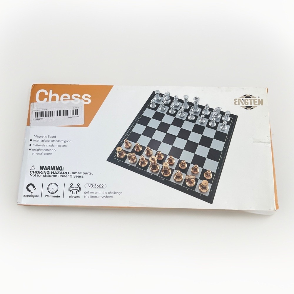 NEW Magnetic Travel Chess Set Portable Mini Small Luxury Silver Gold 14" x 14"